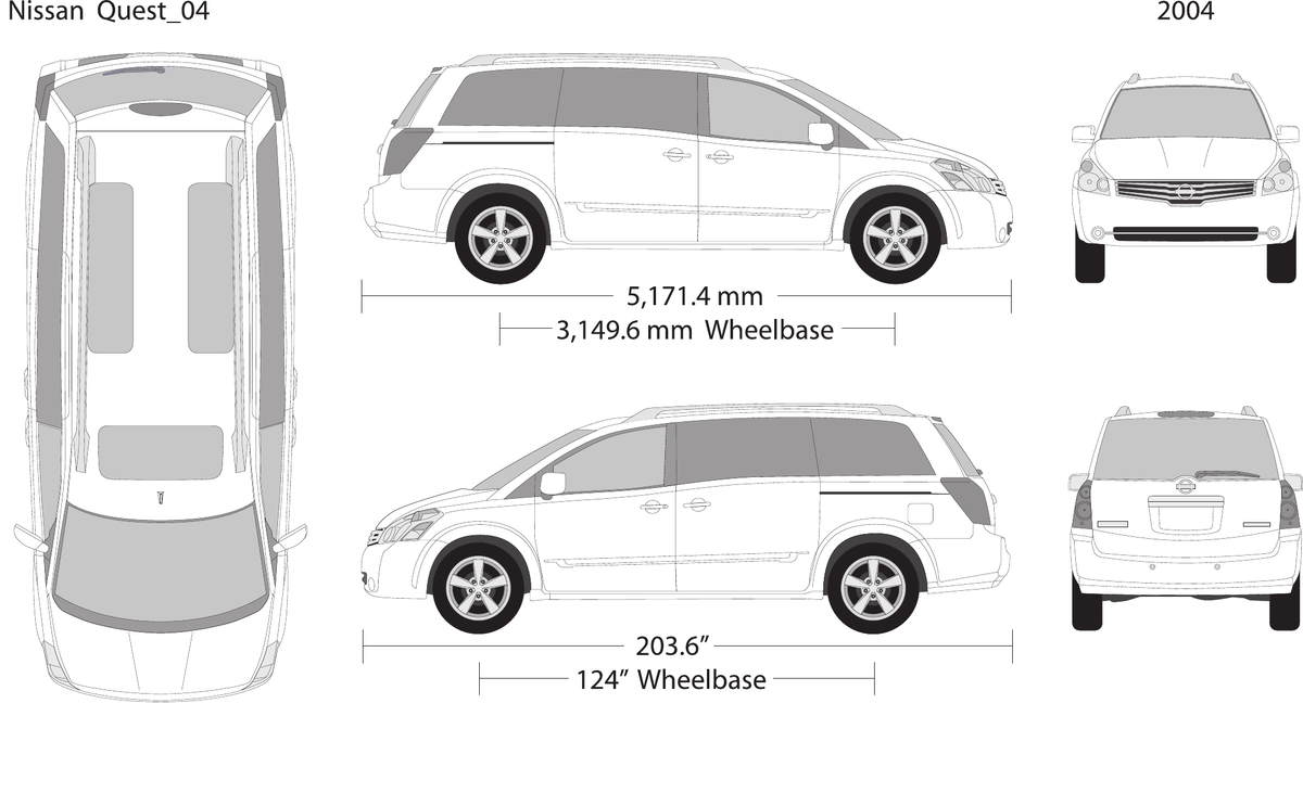2004 Nissan Quest vector wrap template, Design-Ready PDF - GravBase