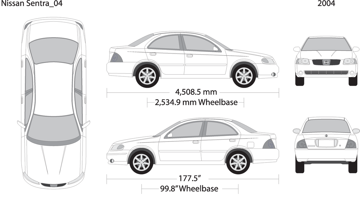 2004 Nissan Sentra V04 Vehicle Wrap Template
