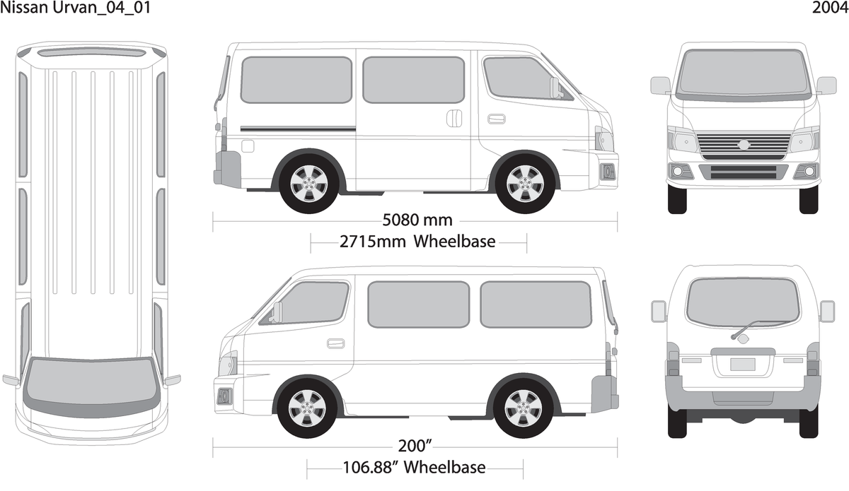 2004 Nissan Urvan V01 Vehicle Wrap Template
