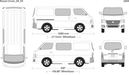 2004 Nissan Urvan vector wrap template V03, Design-Ready PDF - GravBase