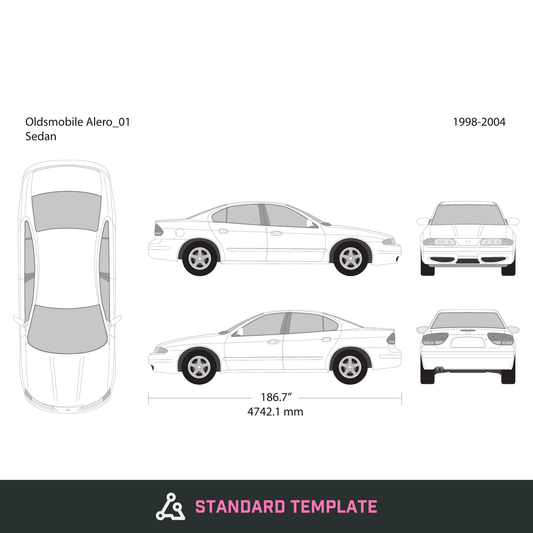 2004 Oldsmobile Alero vector wrap template, Design-Ready PDF - GravBase