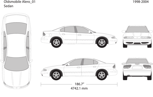 2004 Oldsmobile Alero free vector vehicle wrap template - GravBase