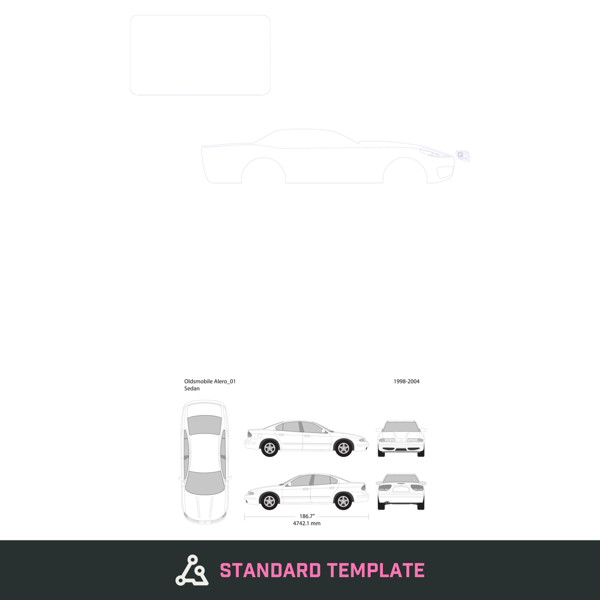2004 Oldsmobile Alero vector wrap template, Design-Ready PDF - GravBase