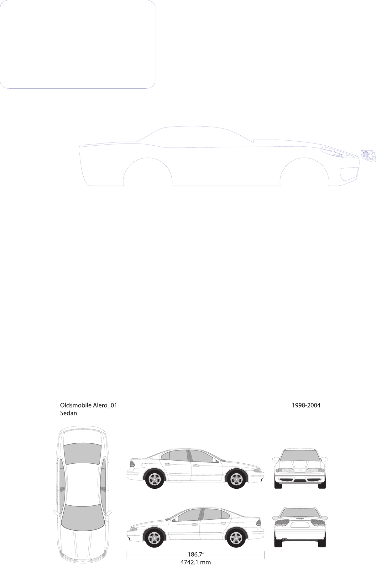 2004 Oldsmobile Alero vector wrap template, Design-Ready PDF - GravBase