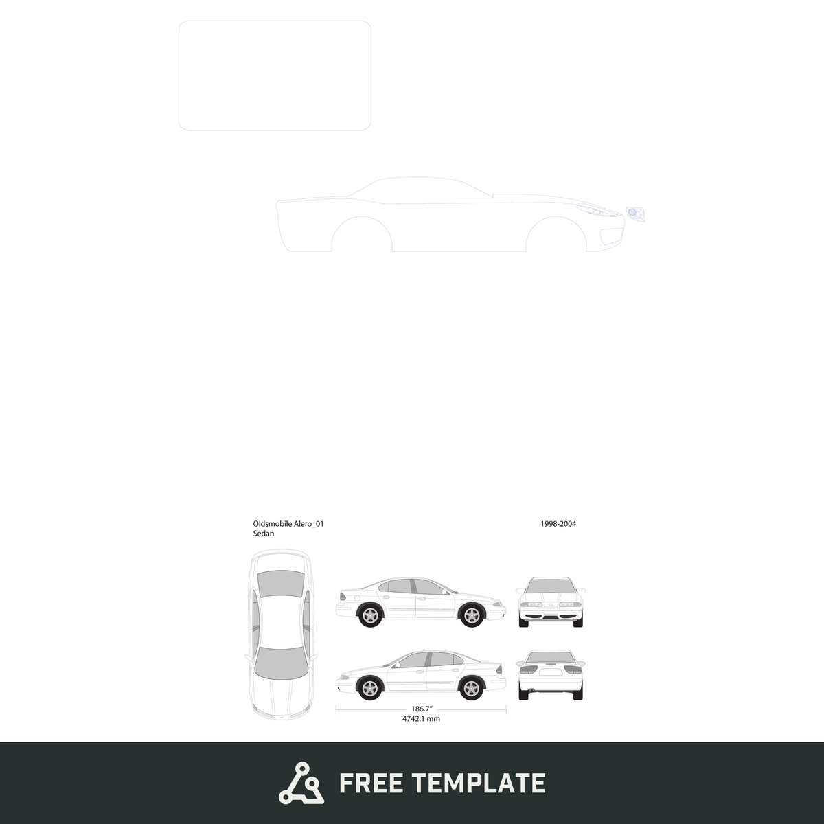 2004 Oldsmobile Alero free vector vehicle wrap template - GravBase