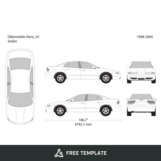 2004 Oldsmobile Alero free vector vehicle wrap template - GravBase