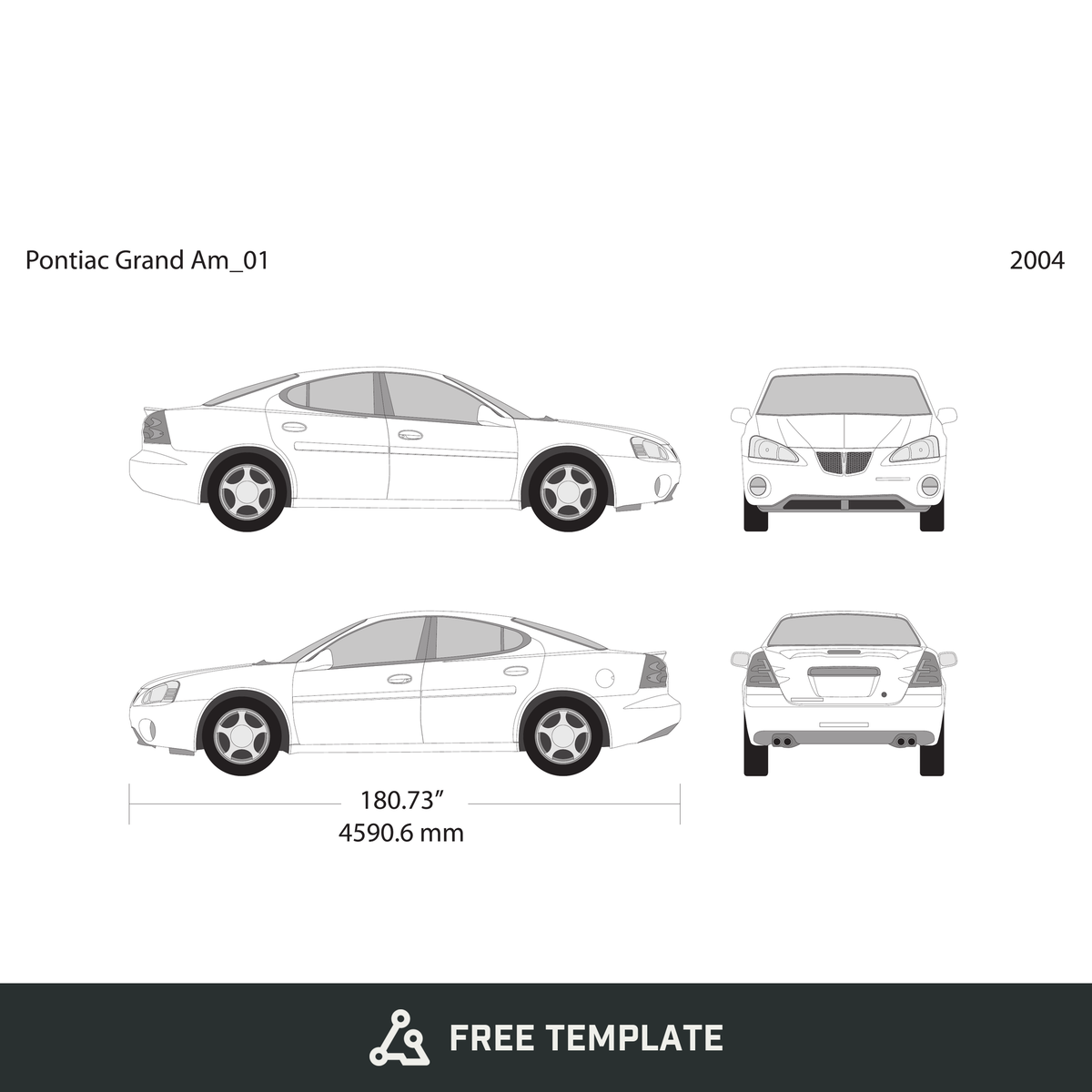 2004 Pontiac Grand Am free vector vehicle wrap template - GravBase