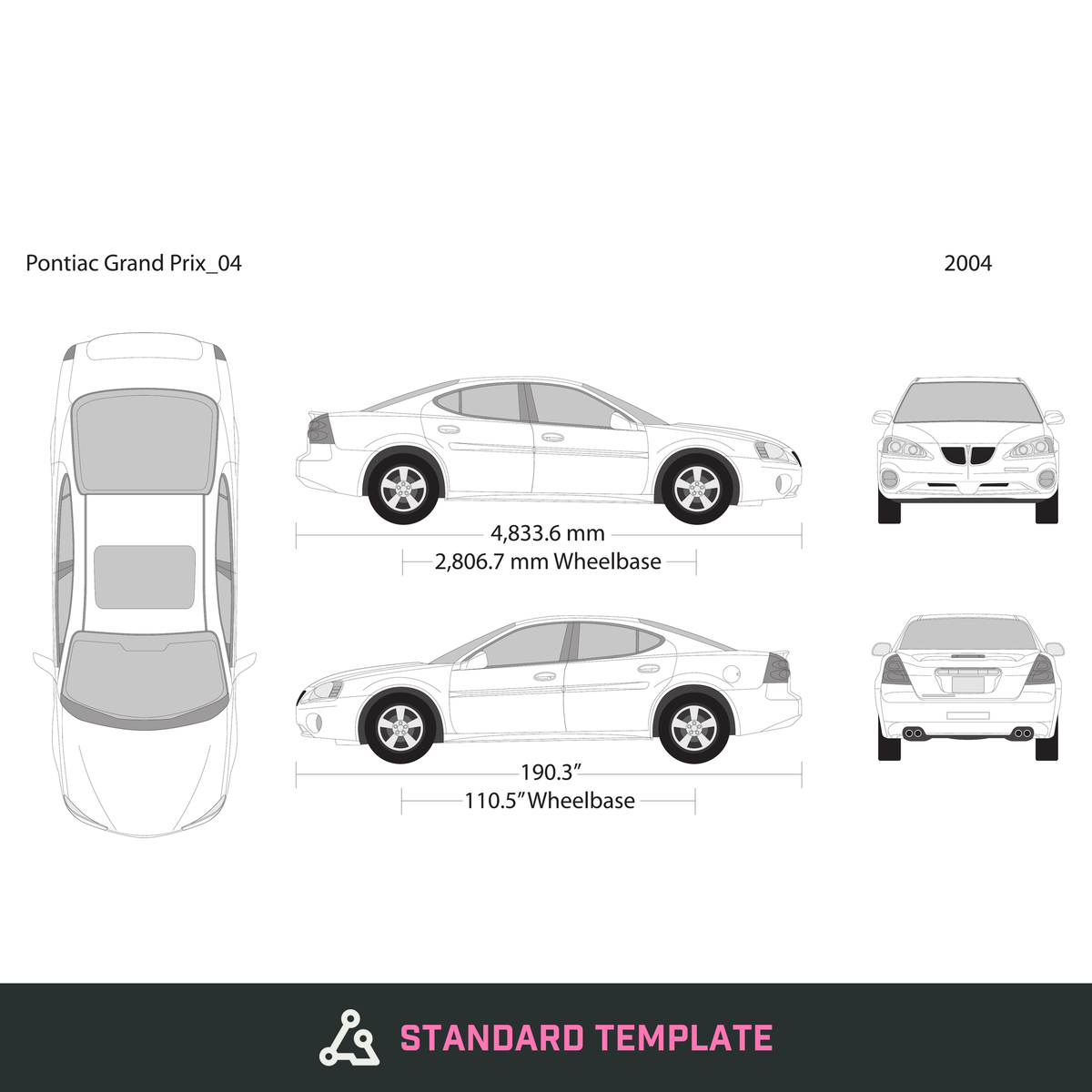 2004 Pontiac Grand Prix vector wrap template, Design-Ready PDF - GravBase
