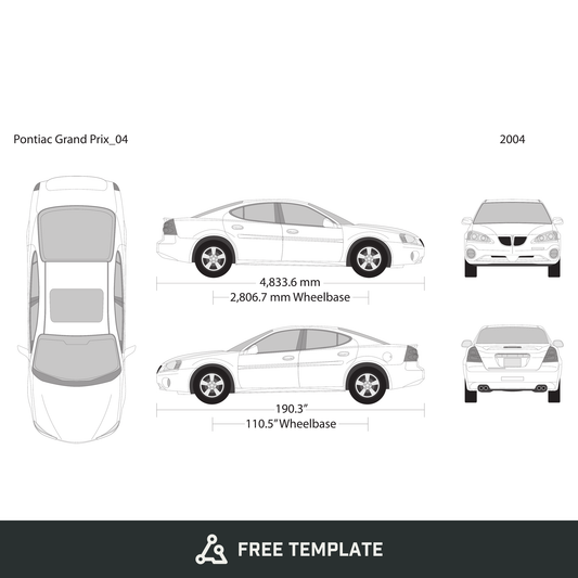 2004 Pontiac Grand Prix free vector vehicle wrap template - GravBase