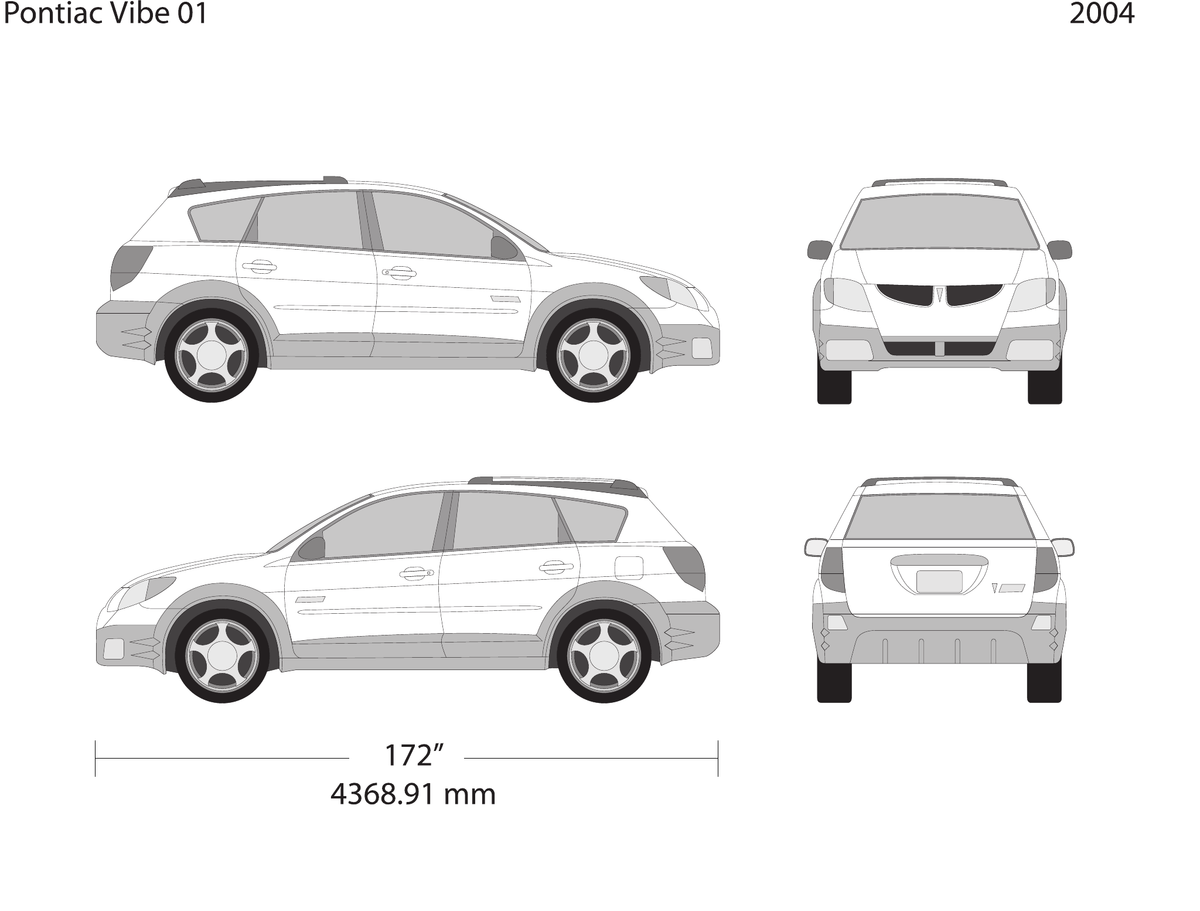 2004 Pontiac Vibe vector wrap template V01, Design-Ready PDF - GravBase