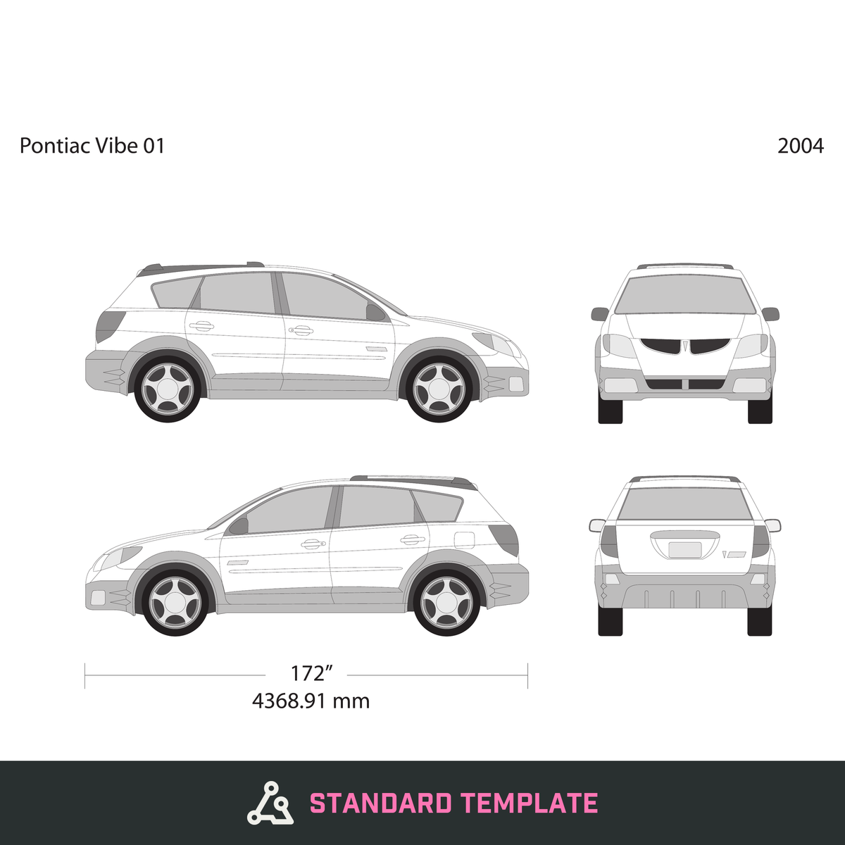 2004 Pontiac Vibe vector wrap template V01, Design-Ready PDF - GravBase