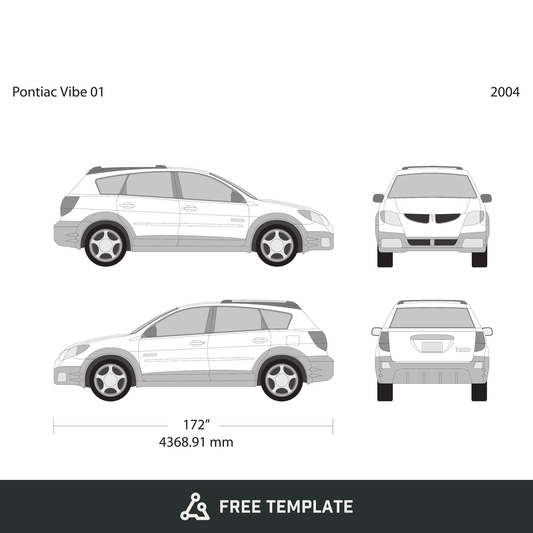 2004 Pontiac Vibe free vector vehicle wrap template - GravBase