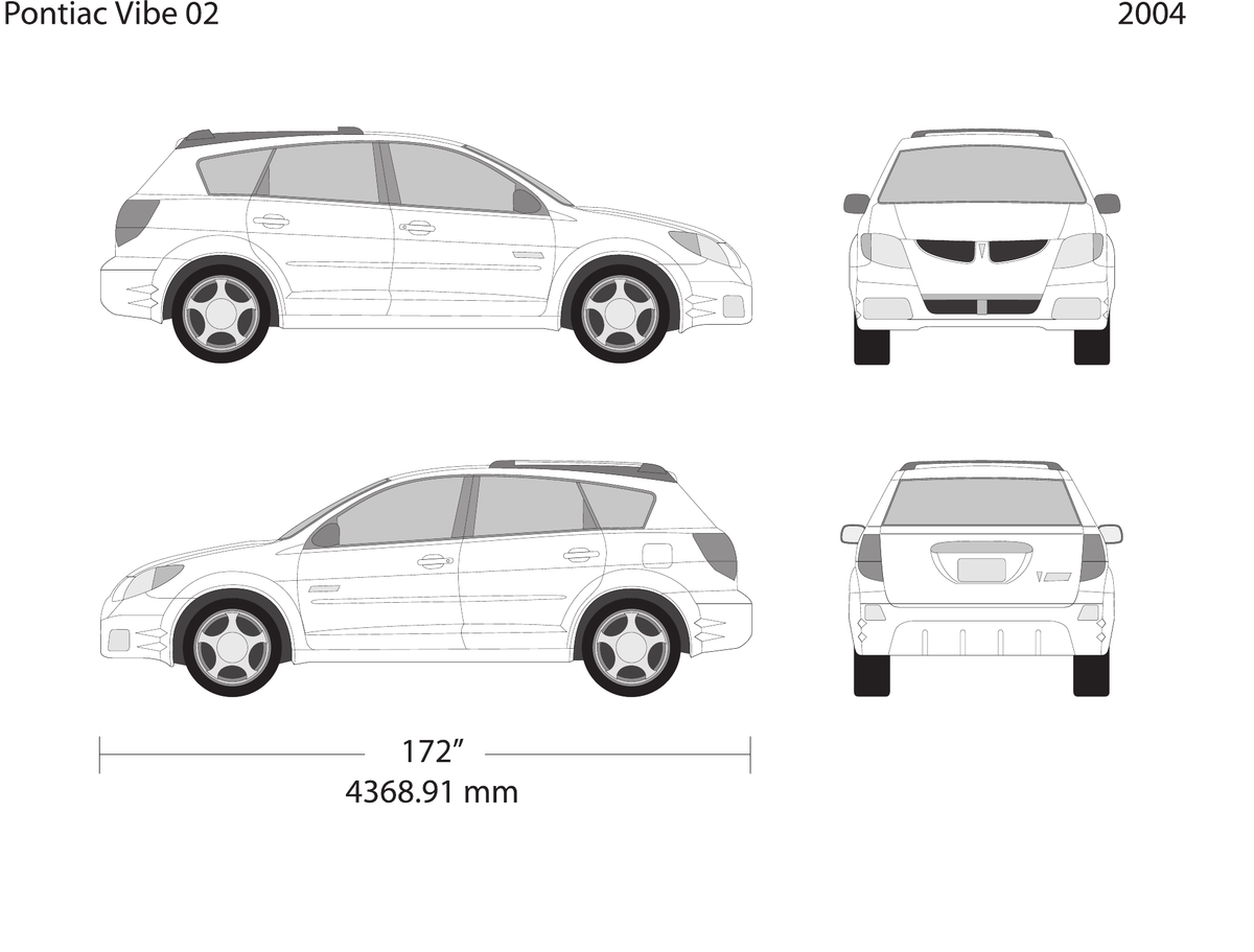 2004 Pontiac Vibe vector wrap template V02, Design-Ready PDF - GravBase