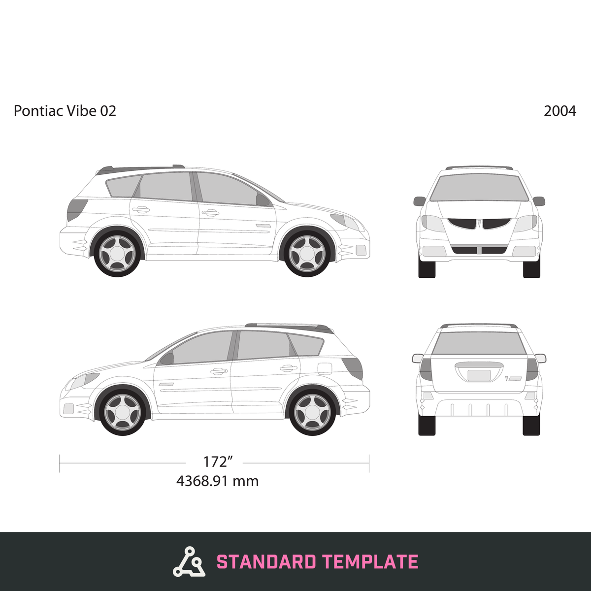 2004 Pontiac Vibe vector wrap template V02, Design-Ready PDF - GravBase