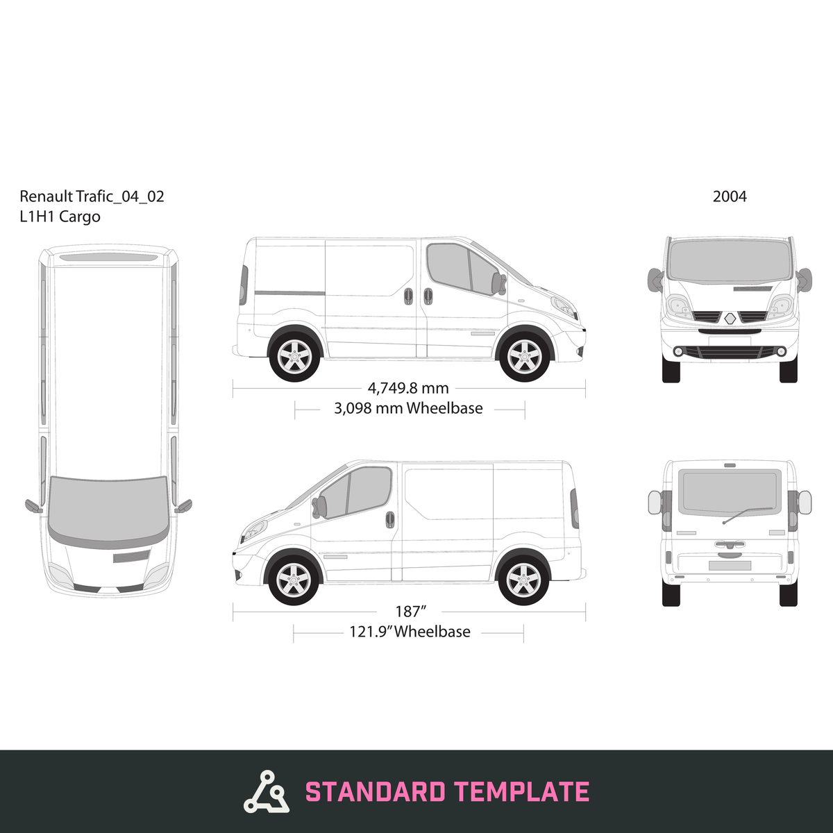 2004 Renault Trafic vector wrap template V02, Design-Ready PDF - GravBase