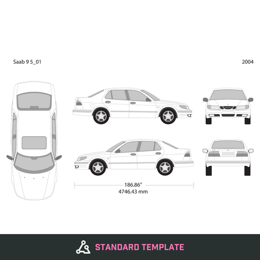 2004 Saab 9 5 vector wrap template, Design-Ready PDF - GravBase