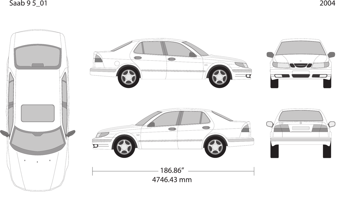 2004 Saab 9 5 vector wrap template, Design-Ready PDF - GravBase