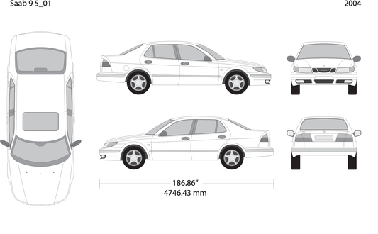 2004 Saab 9 5 V01 Vehicle Wrap Template