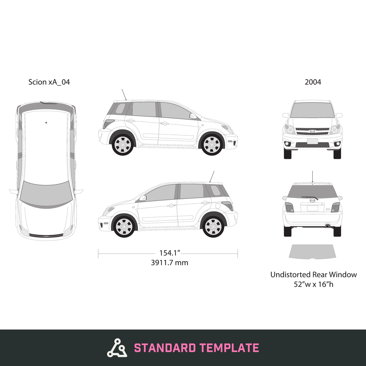 2004 Scion Xa vector wrap template, Design-Ready PDF - GravBase