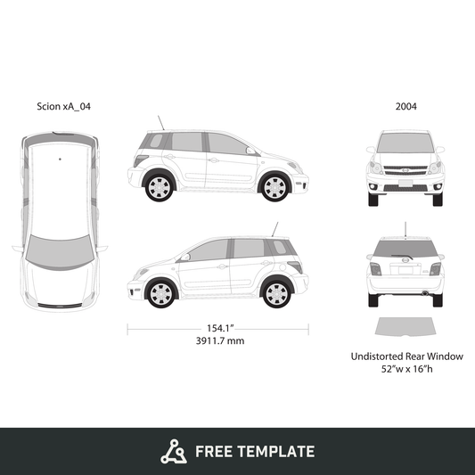 2004 Scion Xa free vector vehicle wrap template - GravBase