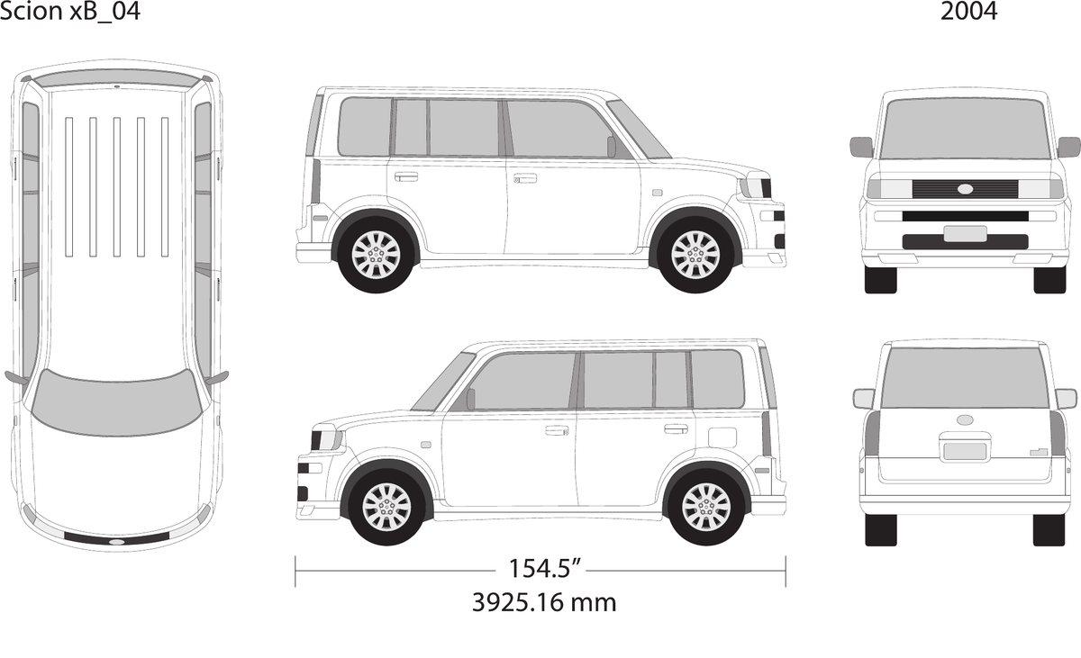 2004 Scion Xb vector wrap template, Design-Ready PDF - GravBase