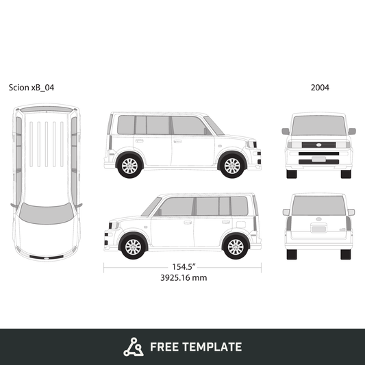 2004 Scion Xb free vector vehicle wrap template - GravBase