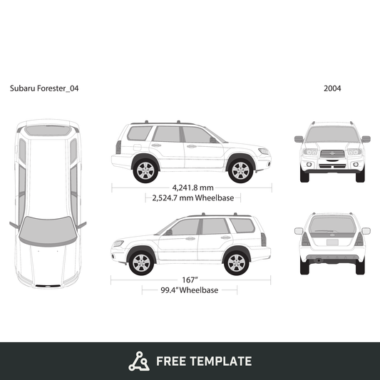 2004 Subaru Forester free vector vehicle wrap template - GravBase