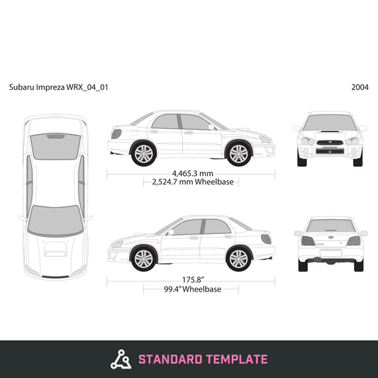 2004 Subaru Impreza vector wrap template V01, Design-Ready PDF - GravBase