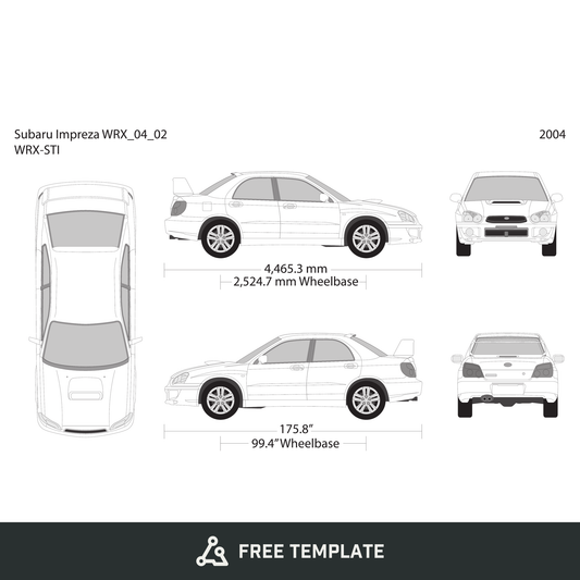 2004 Subaru Impreza free vector vehicle wrap template - GravBase