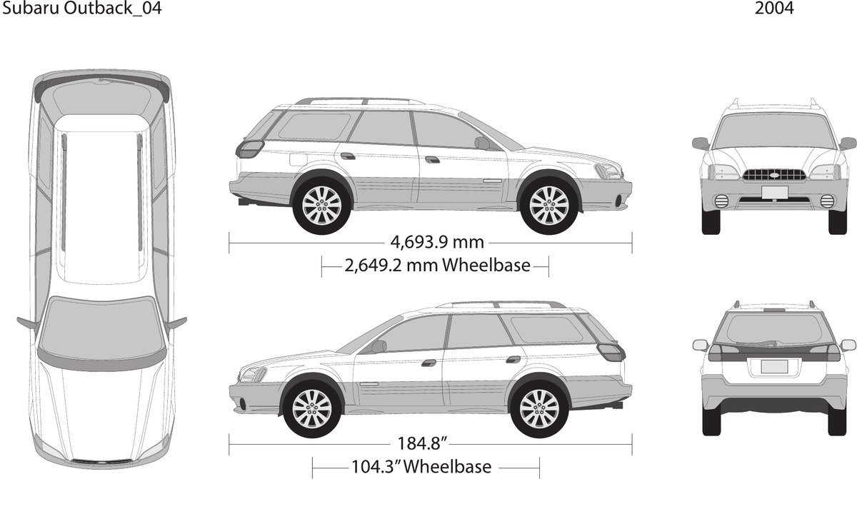 2004 Subaru Outback Vector Wrap Template - GravBase