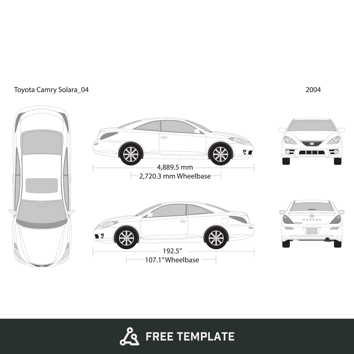 2004 Toyota Camry Solara free vector vehicle wrap template - GravBase