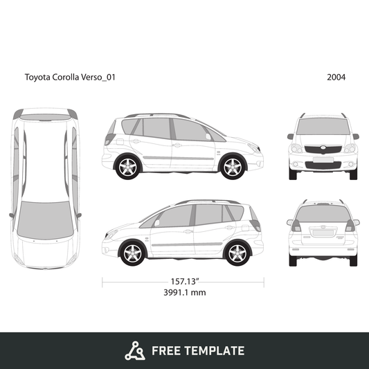 2004 Toyota Corolla Verso free vector vehicle wrap template - GravBase