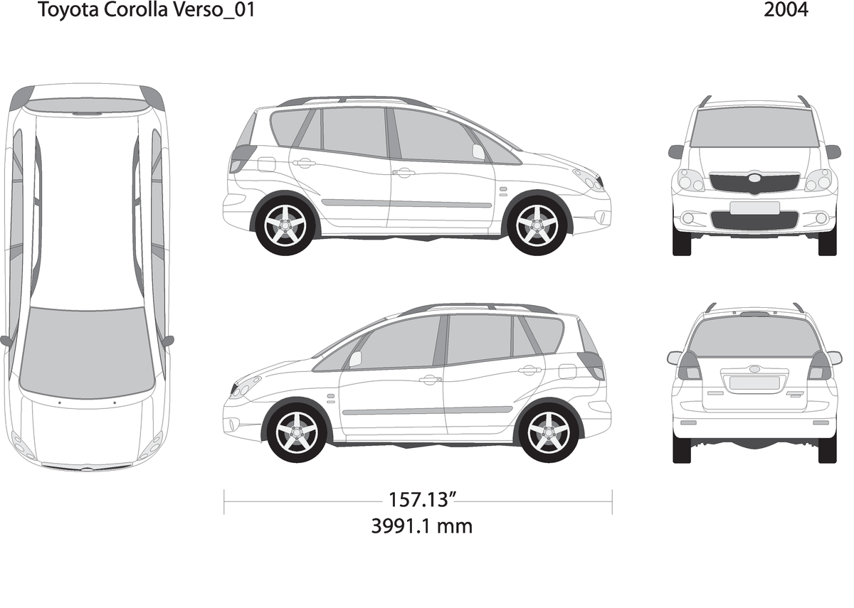 2004 Toyota Corolla Verso V01 Vehicle Wrap Template