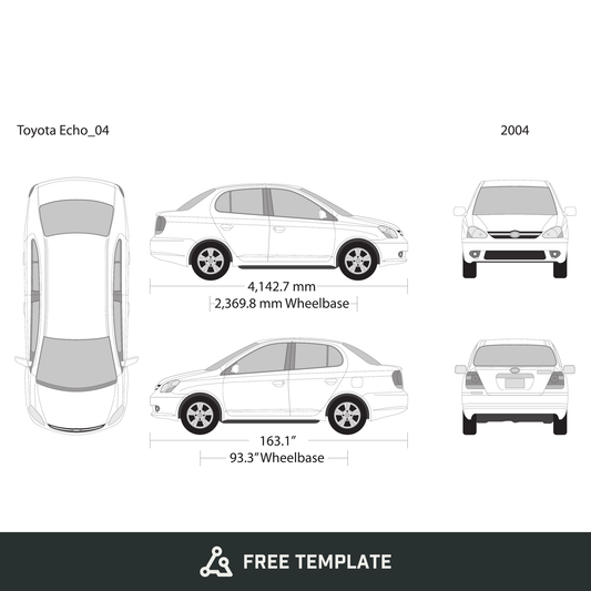 2004 Toyota Echo free vector vehicle wrap template - GravBase