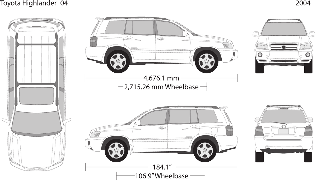2004 Toyota Highlander vector wrap template, Design-Ready PDF - GravBase
