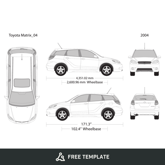 2004 Toyota Matrix free vector vehicle wrap template - GravBase
