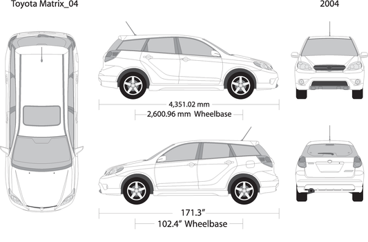 2004 Toyota Matrix V04 Vehicle Wrap Template