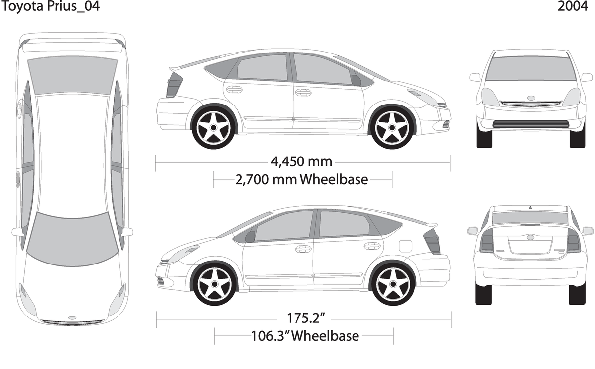 2004 Toyota Prius V04 Vehicle Wrap Template