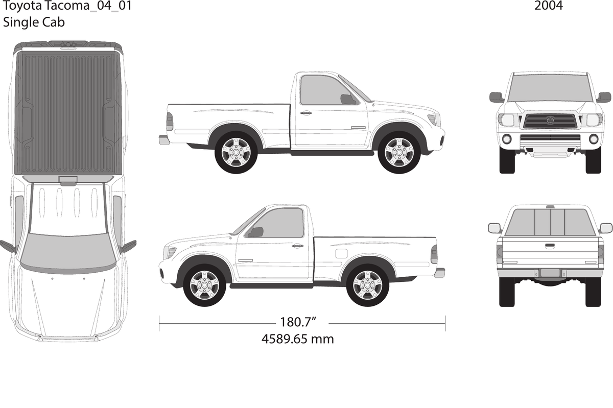 2004 Toyota Tacoma vector wrap template V01, Design-Ready PDF - GravBase