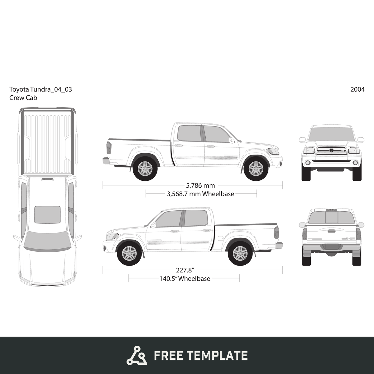 2004 Toyota Tundra free vector vehicle wrap template - GravBase