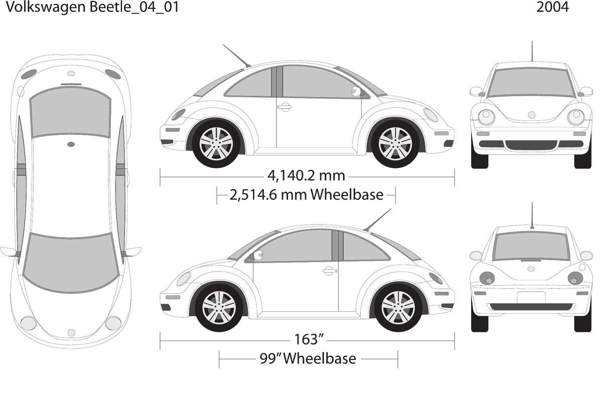 2004 Volkswagen Beetle vector wrap template V01, Design-Ready PDF - GravBase