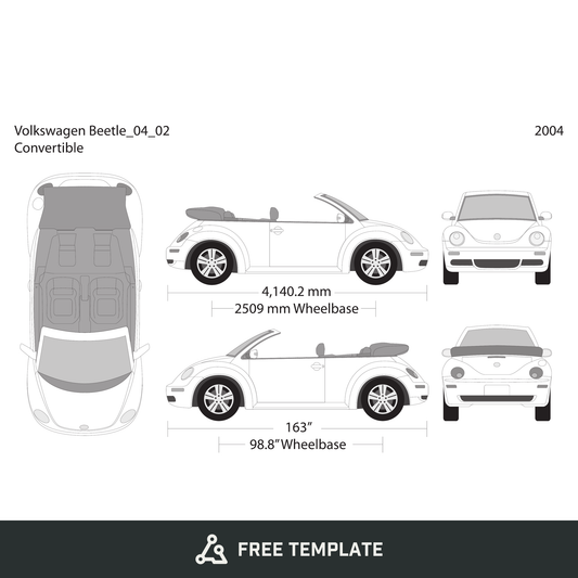 2004 Volkswagen Beetle free vector vehicle wrap template - GravBase