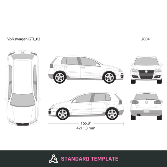 2004 Volkswagen GTI vector wrap template V02, Design-Ready PDF - GravBase