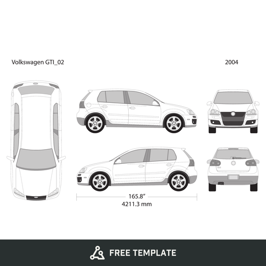 2004 Volkswagen GTI free vector vehicle wrap template - GravBase