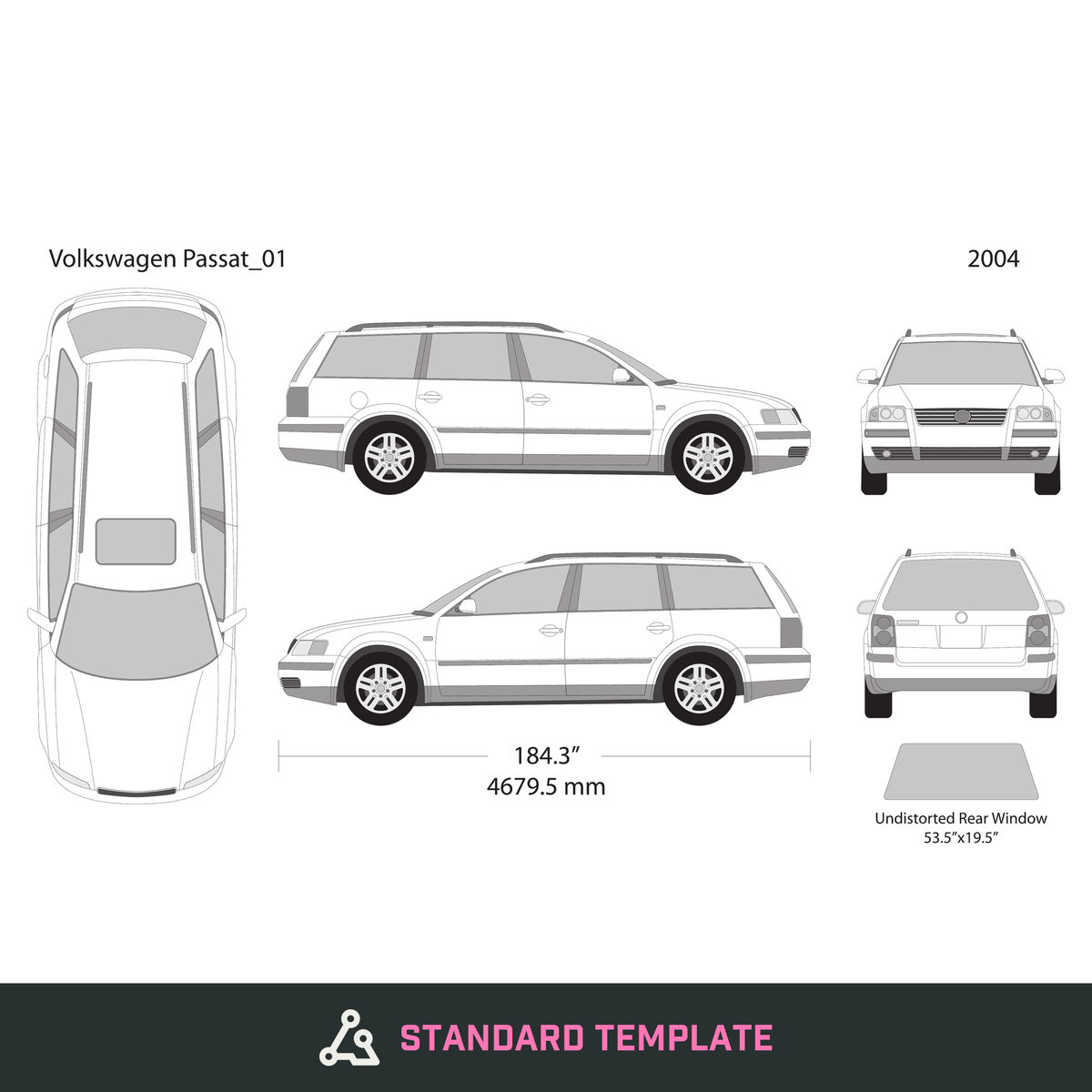 2004 Volkswagen Passat CC vector wrap template, Design-Ready PDF - GravBase