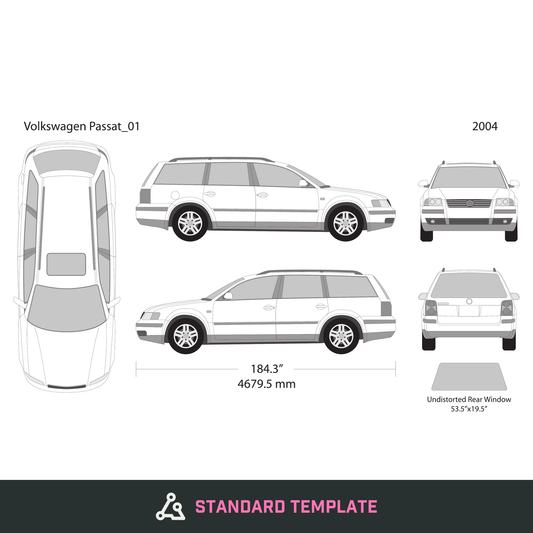 2004 Volkswagen Passat CC vector wrap template, Design-Ready PDF - GravBase