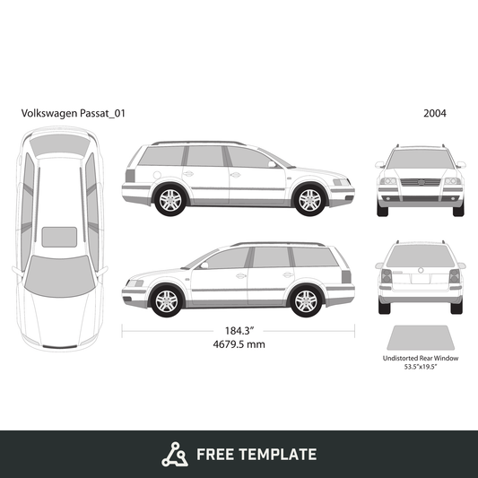 2004 Volkswagen Passat CC free vector vehicle wrap template - GravBase