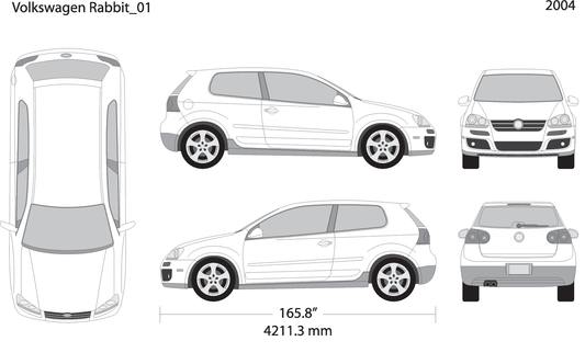 2004 Volkswagen Rabbit V01 Vehicle Wrap Template