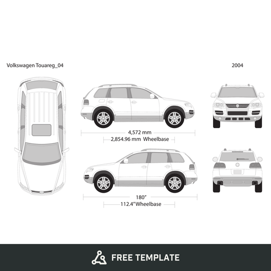 2004 Volkswagen Touareg free vector vehicle wrap template - GravBase