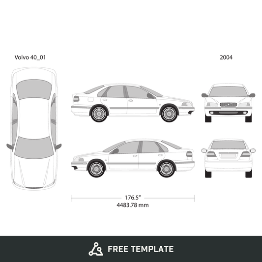 2004 Volvo 40 free vector vehicle wrap template - GravBase